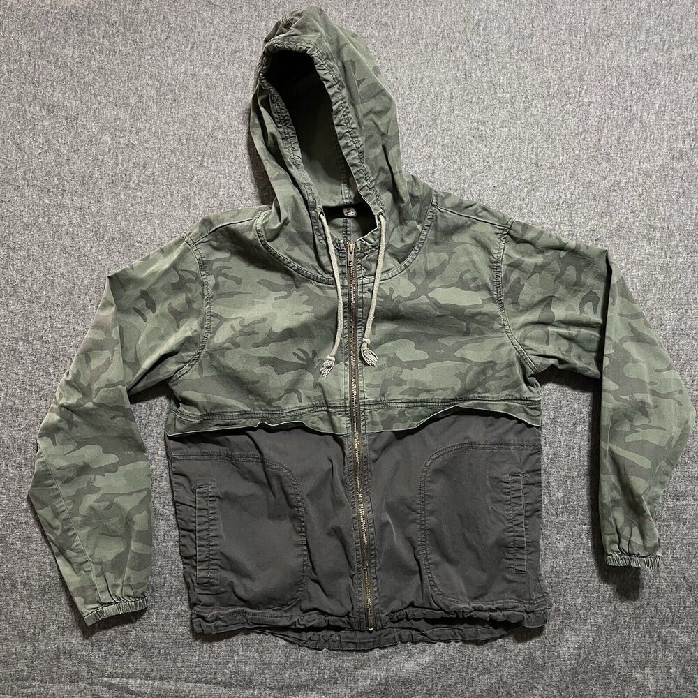 Supplies by UNIONBAY Camo Jacket Medium M Full Zip Colorblock Hooded Green Coat
